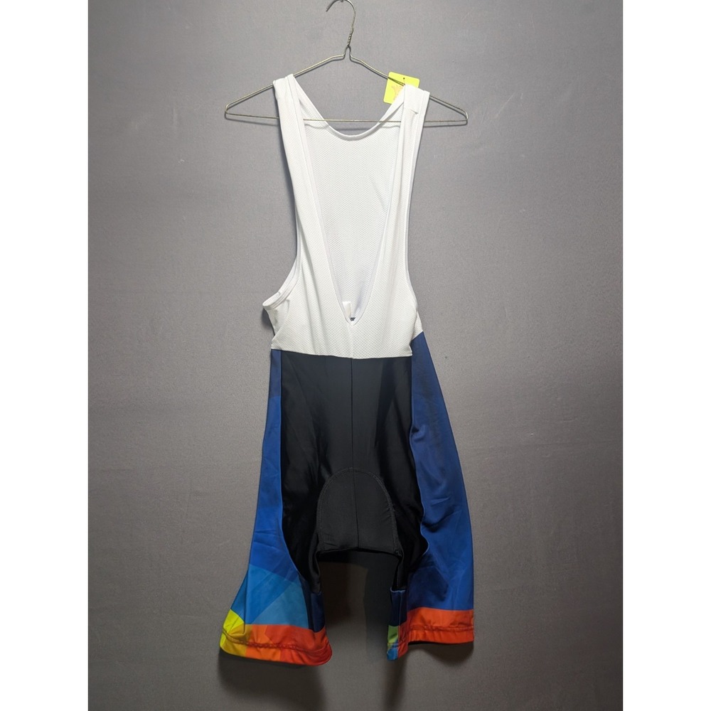 Mens Cycling Bib Shorts Large Multicolor Mesh Active Padded Athletic Performance